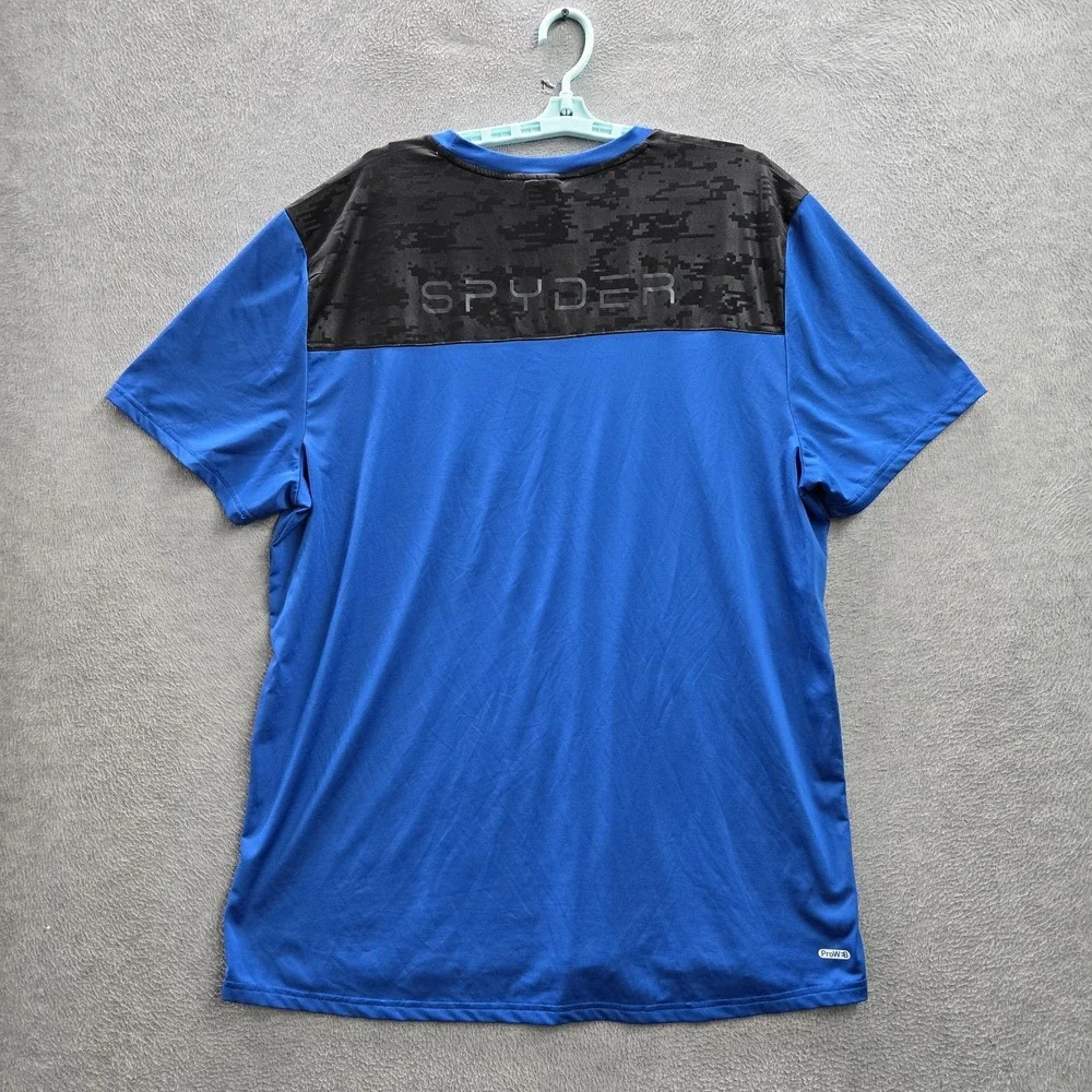 Spyder Men Shirt XXL Blue Spider Logo Embroidery Camouflage‎